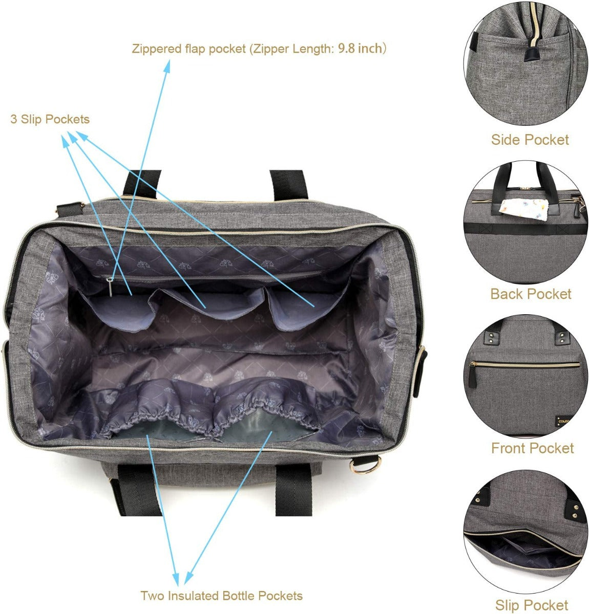 Little Story  Zera Mom Dad Diaper Bag Grey