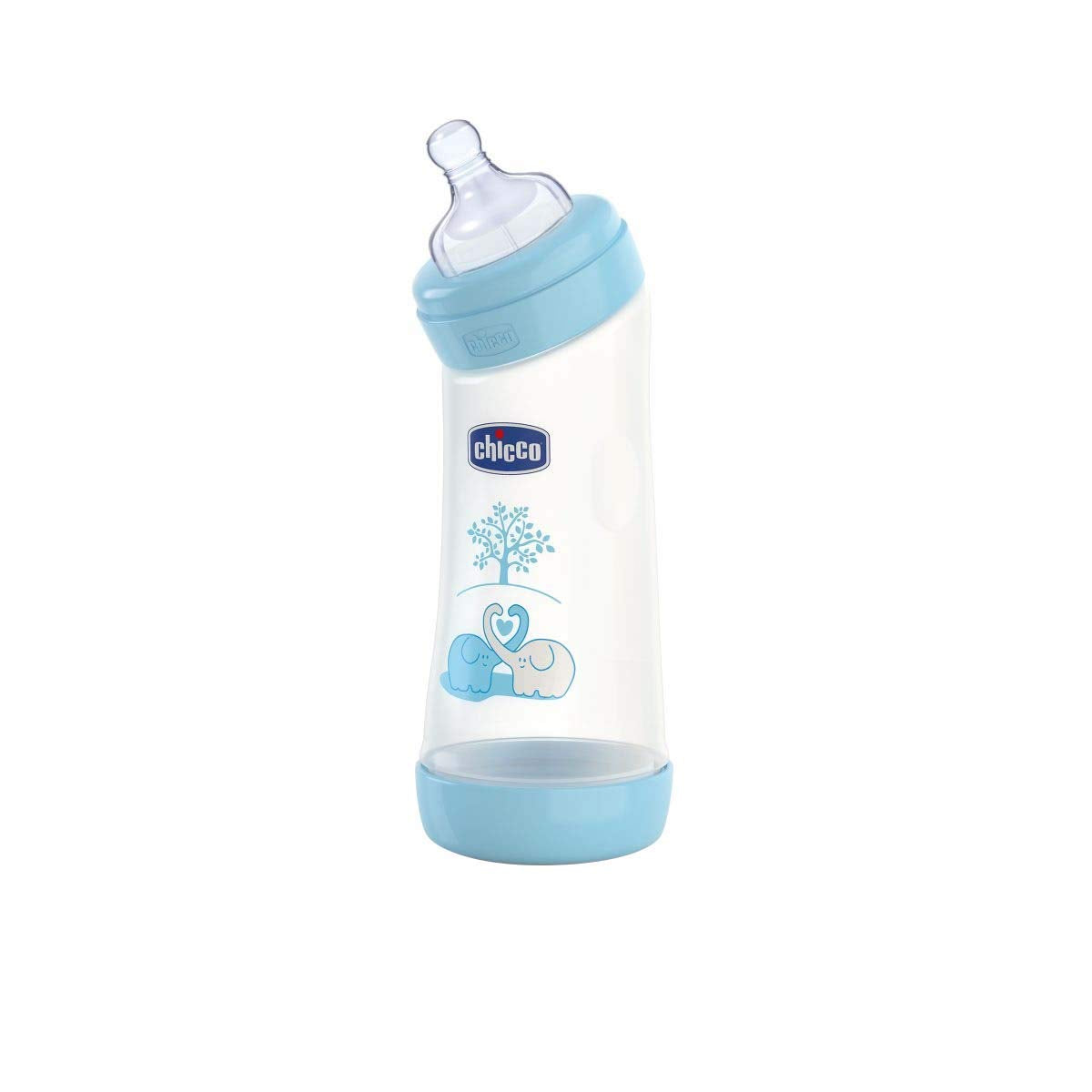Chicco Baby Well Being Angled Feeding Bottle For Boys - 250Ml - Normal Flow - 0M+ - Silicone
