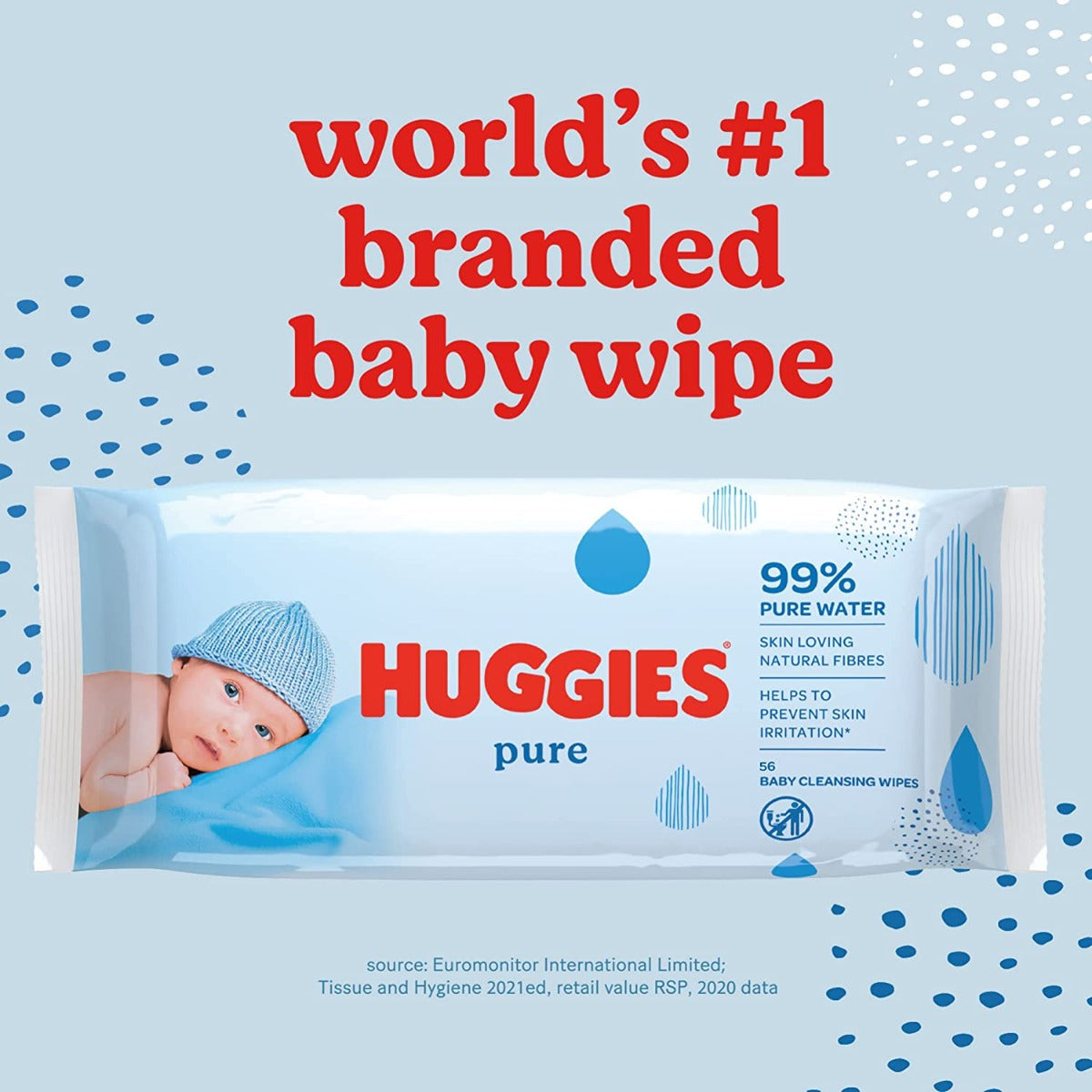 Huggies Baby Wipes Pure 56'S