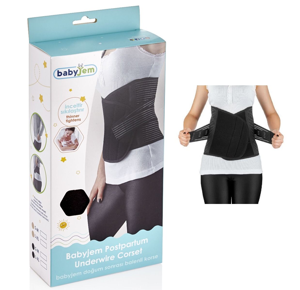 Babyjem Postpartum Corset Black