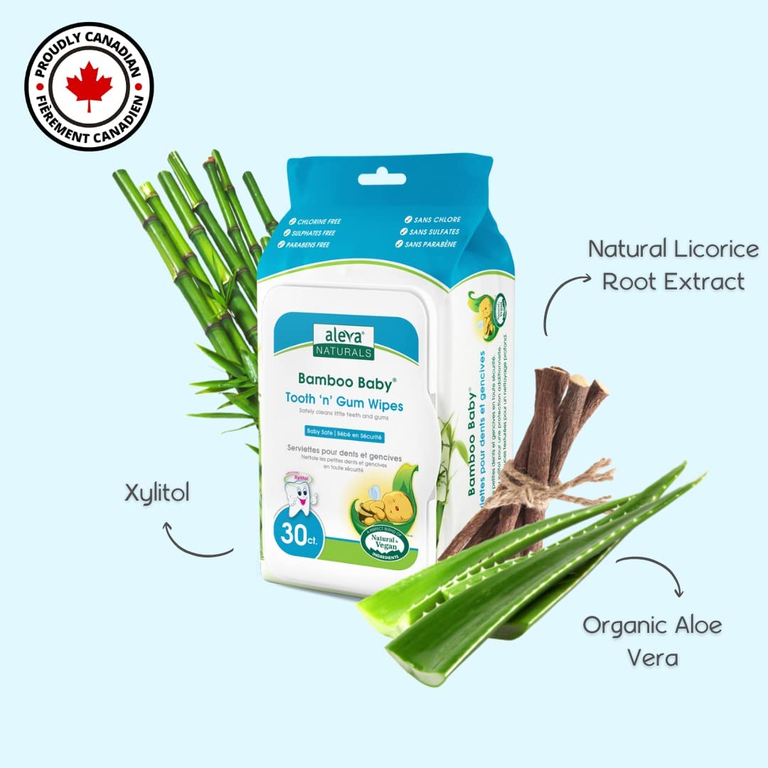 Aleva Nat Bamboo Baby Tooth & Gum Wipes 30S