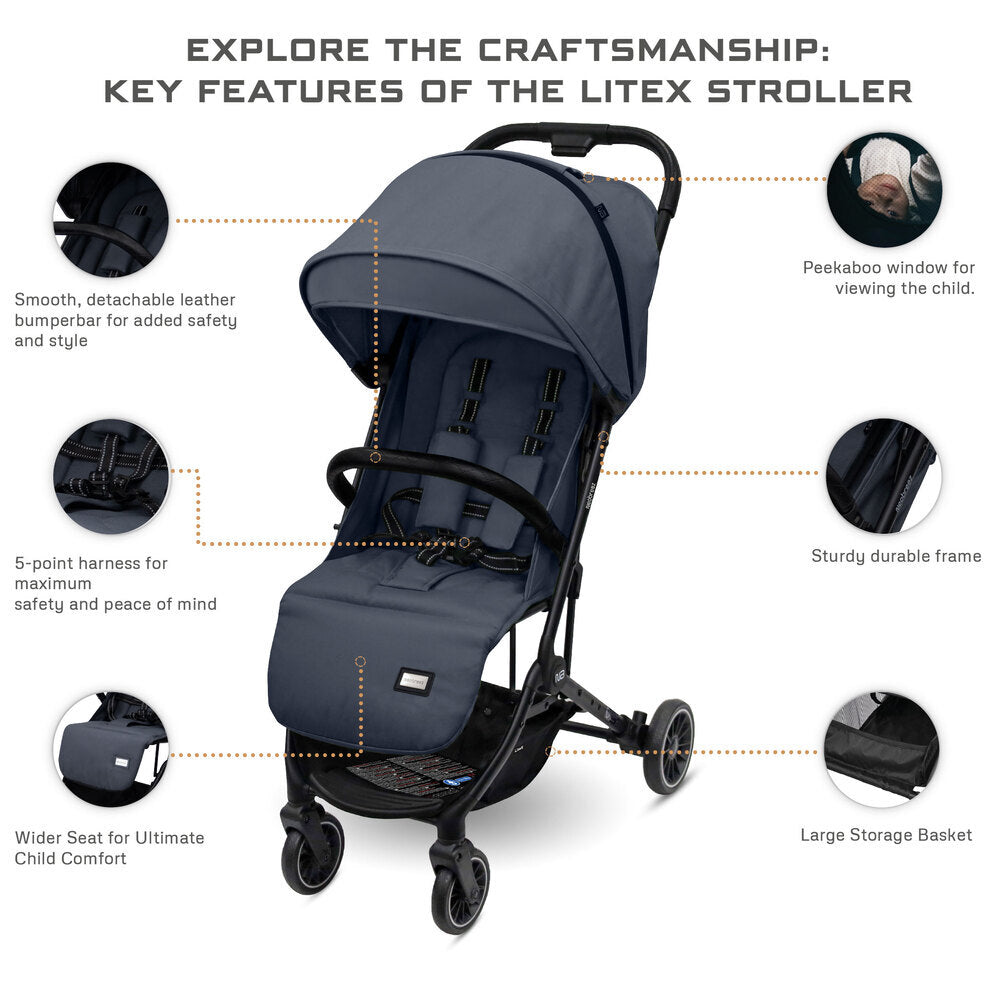 Neobreez Litex Ultra Lightweight Cabin Size Travel Stroller Grey