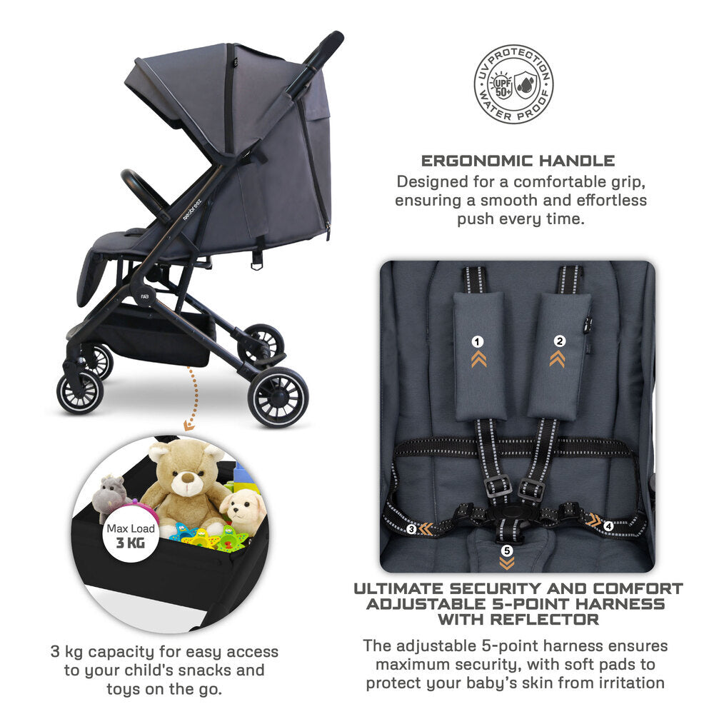 Neobreez Litex Ultra Lightweight Cabin Size Travel Stroller Grey