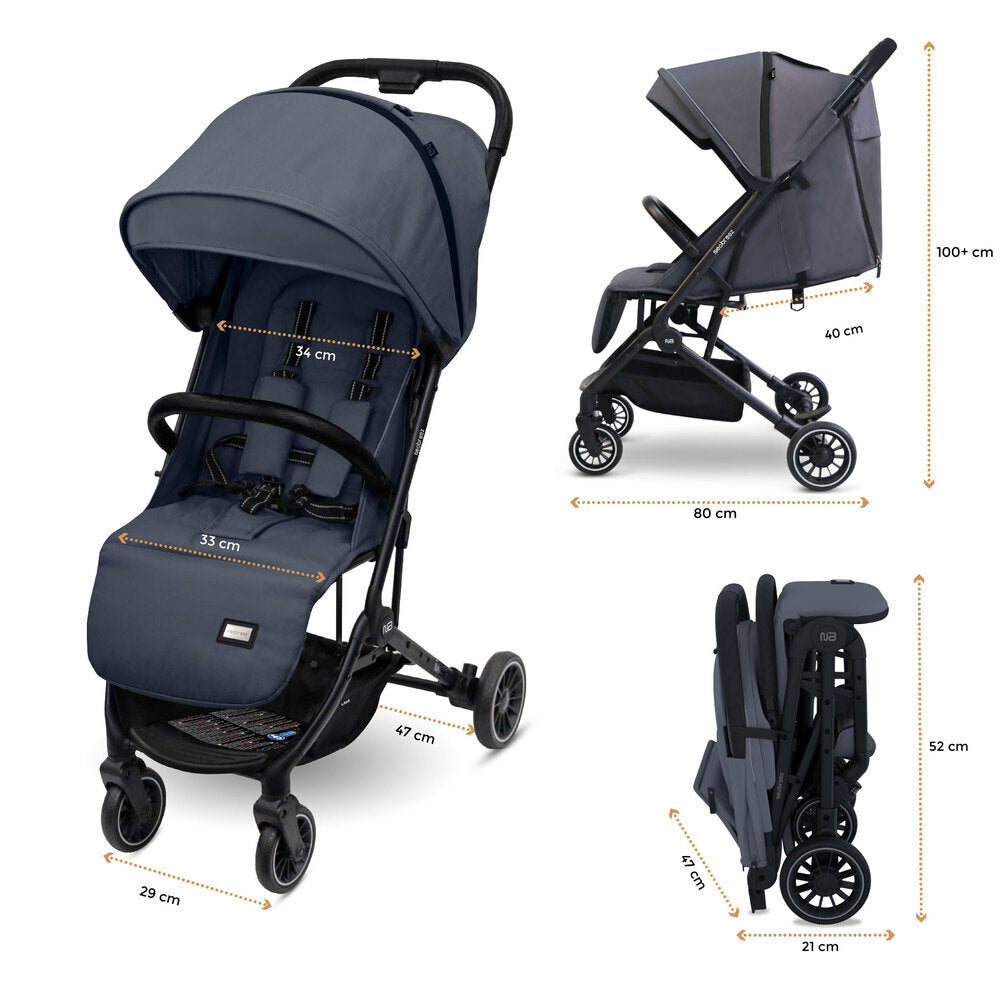 Neobreez Litex Ultra Lightweight Cabin Size Travel Stroller Grey