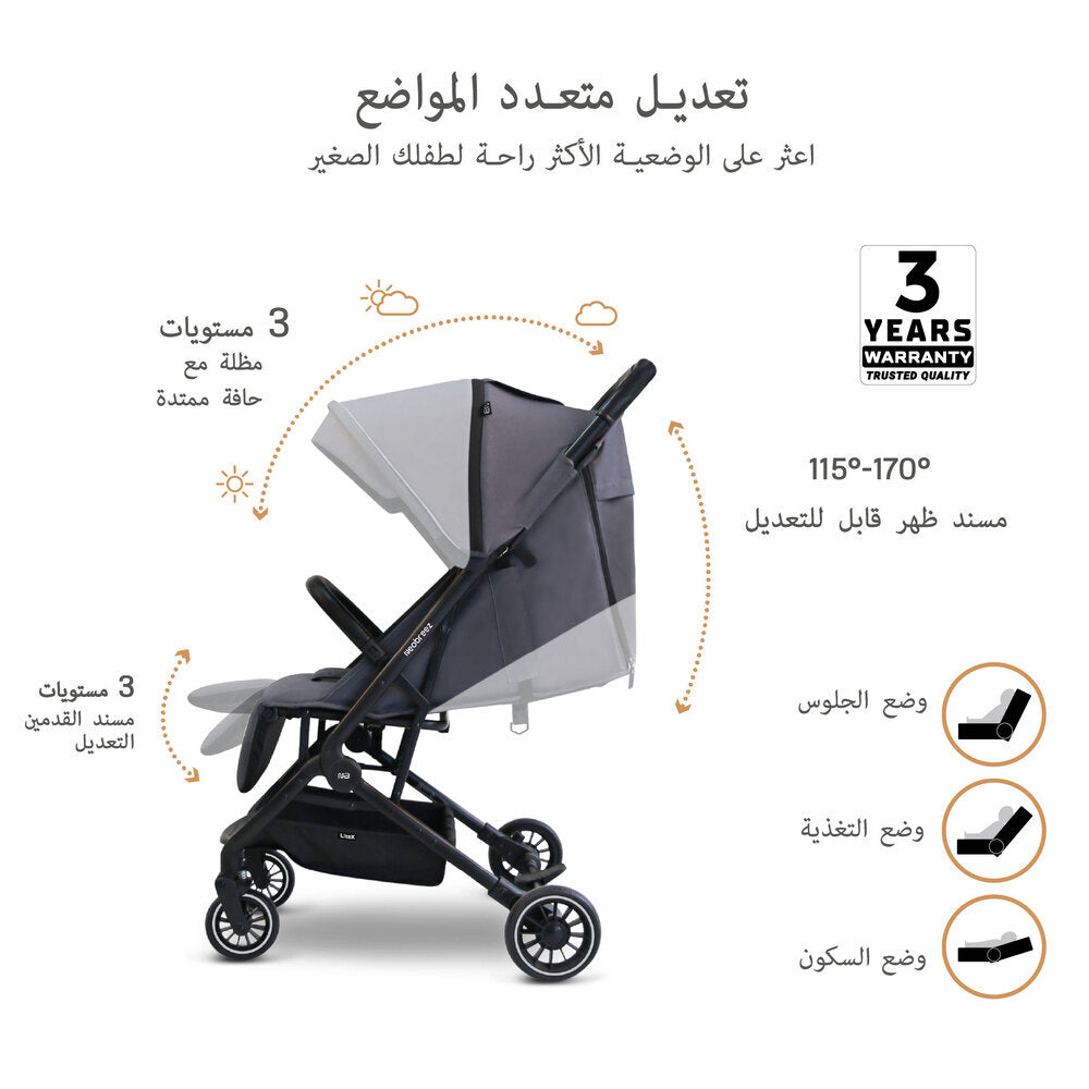 Neobreez Litex Ultra Lightweight Cabin Size Travel Stroller Grey