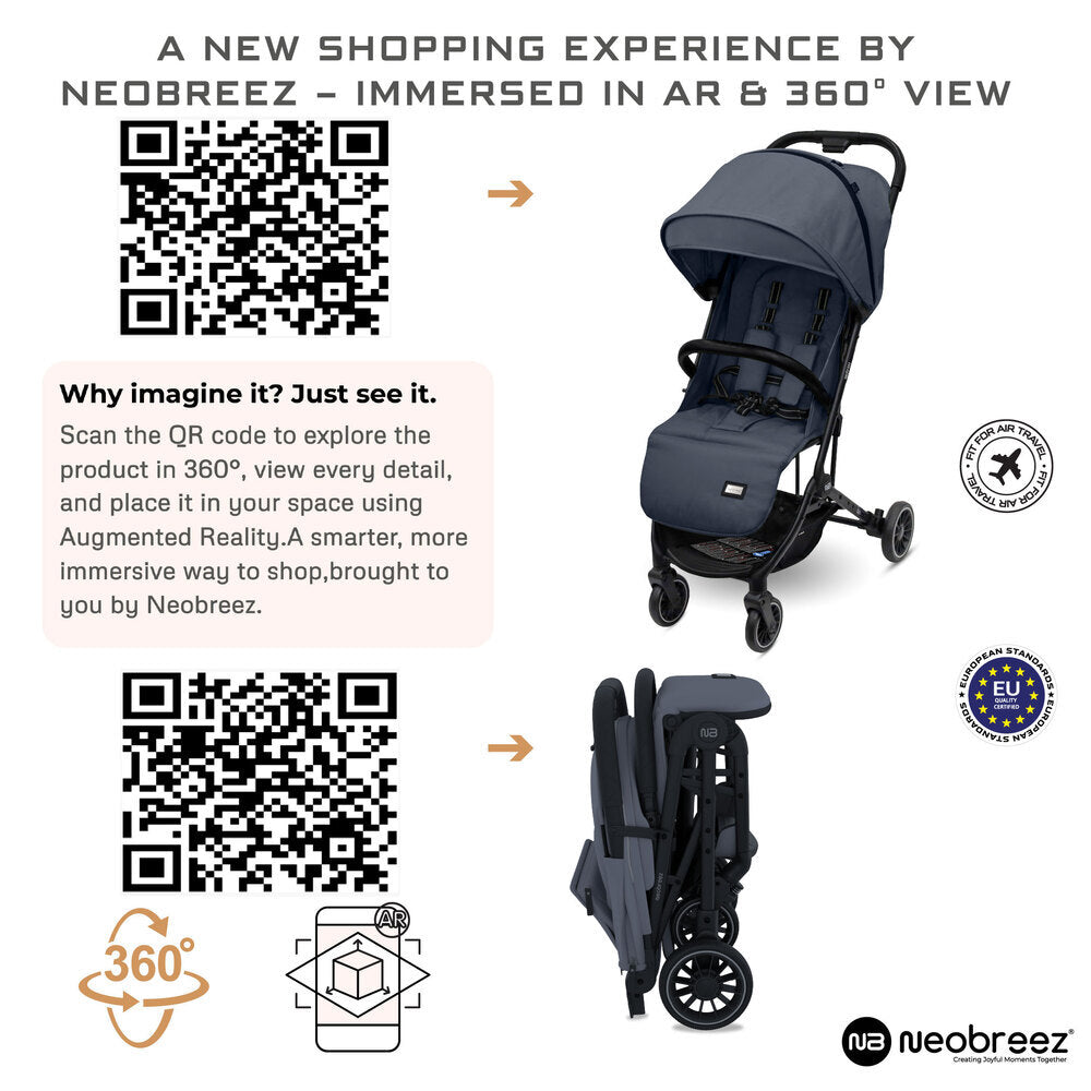 Neobreez Litex Ultra Lightweight Cabin Size Travel Stroller Grey