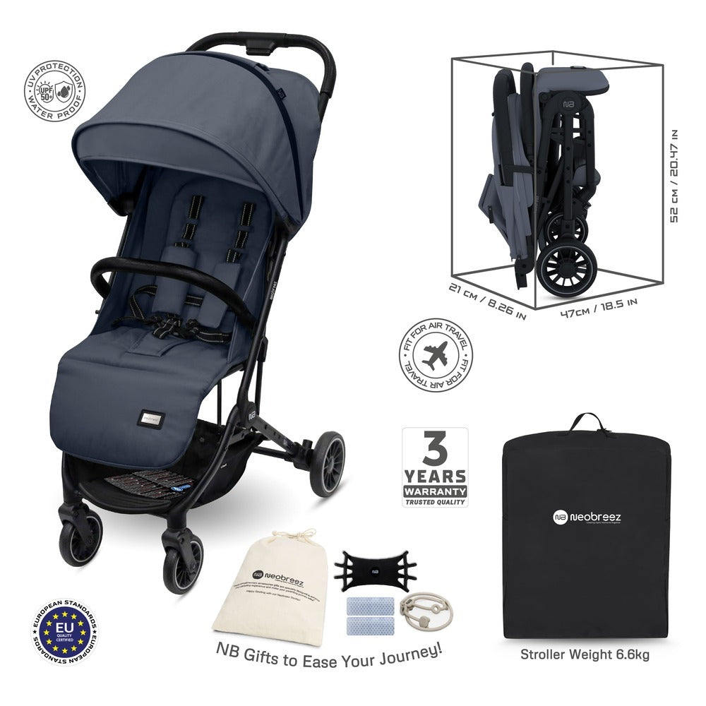 Neobreez Litex Ultra Lightweight Cabin Size Travel Stroller Grey