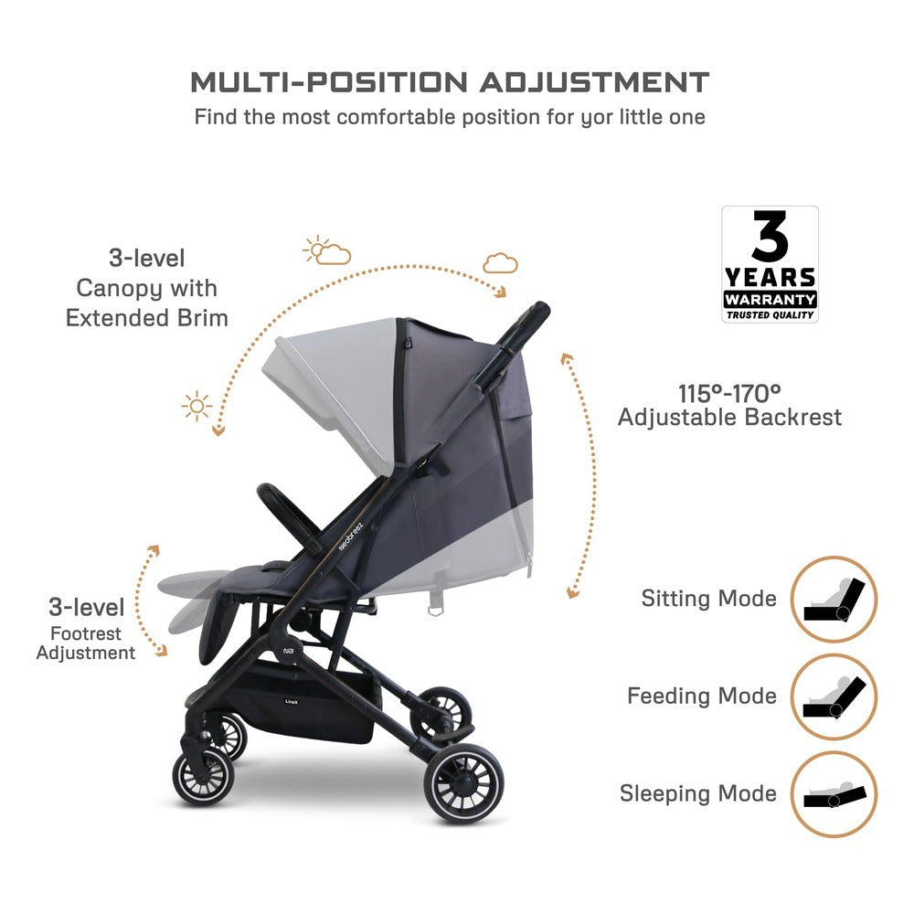 Neobreez Litex Ultra Lightweight Cabin Size Travel Stroller Grey