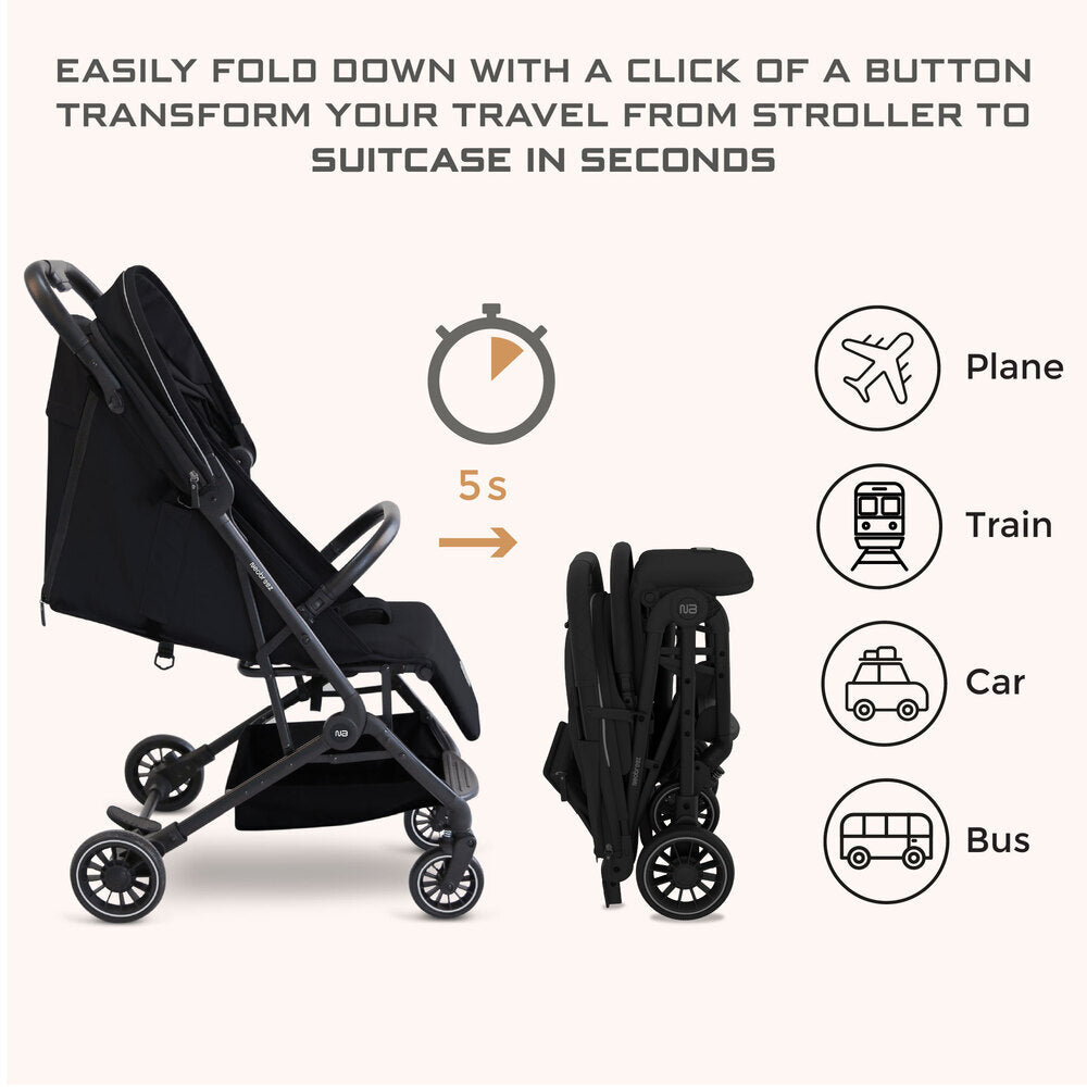Neobreez Litex Ultra Lightweight Cabin Size Travel Stroller Black