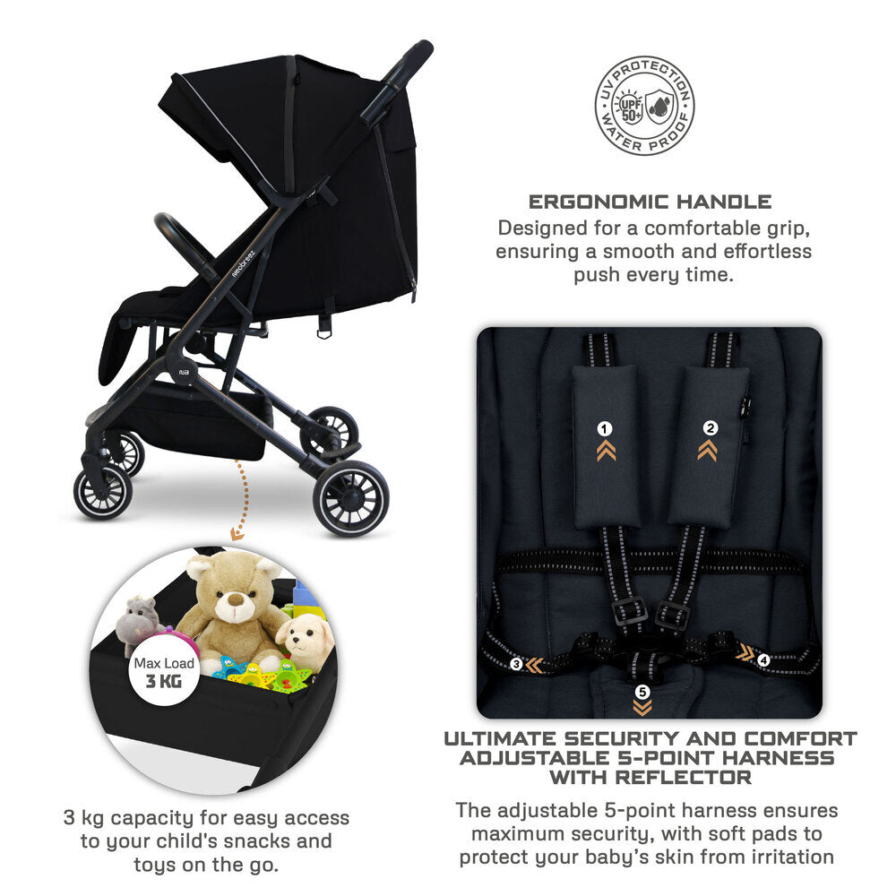 Neobreez Litex Ultra Lightweight Cabin Size Travel Stroller Black