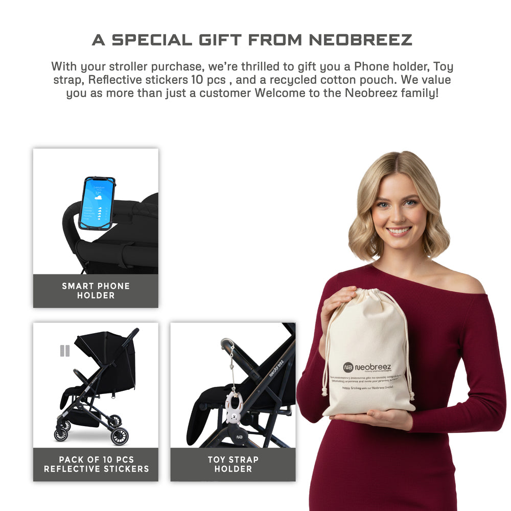 Neobreez Litex Ultra Lightweight Cabin Size Travel Stroller Black