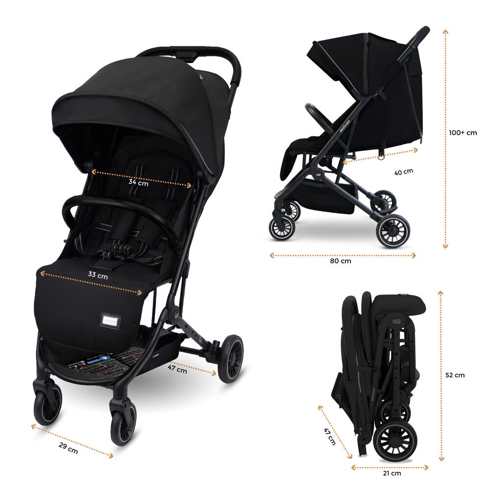 Neobreez Litex Ultra Lightweight Cabin Size Travel Stroller Black