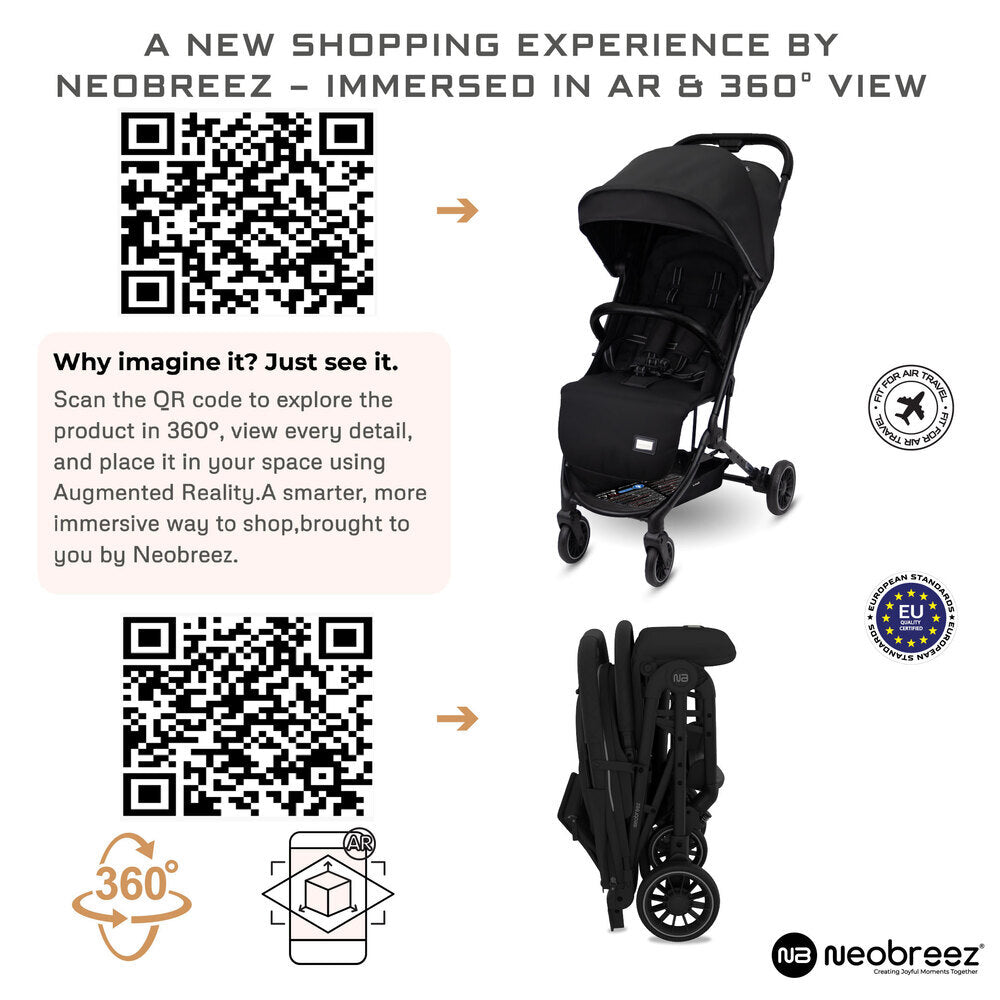 Neobreez Litex Ultra Lightweight Cabin Size Travel Stroller Black