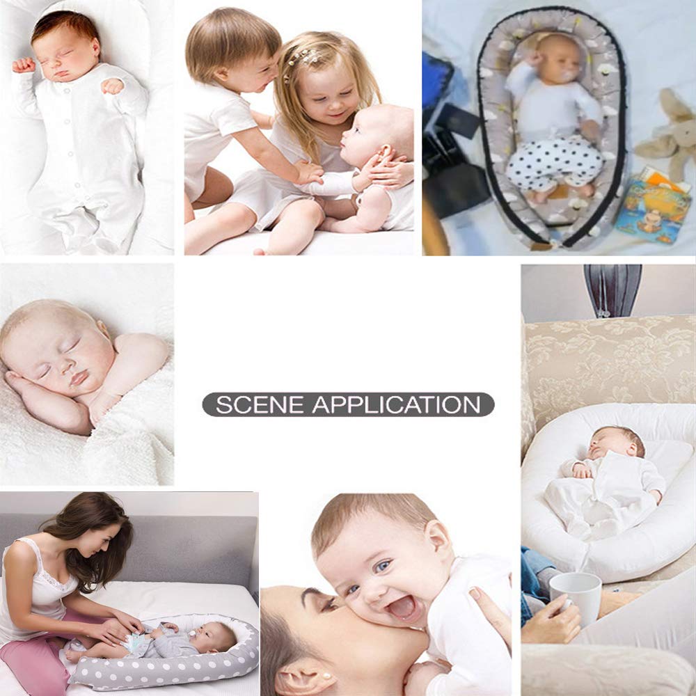 Little Story  Soft Breathable Fiberfill Newborn Lounger Bed Sunshine Grey