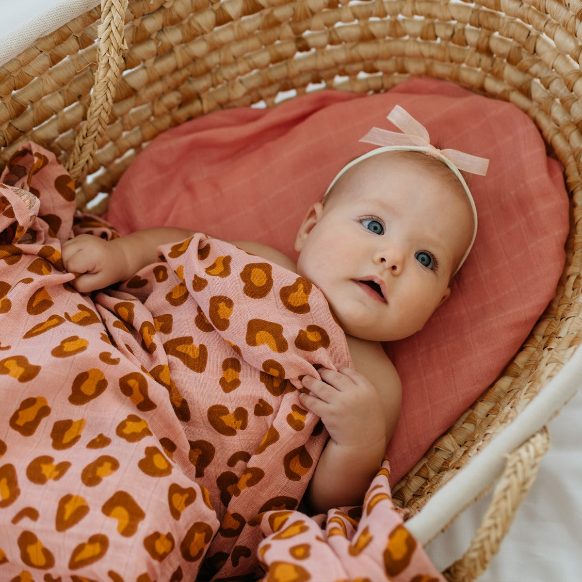 Tommy Lise Muslin Swaddle Set Coral Leopard(70X70Cm