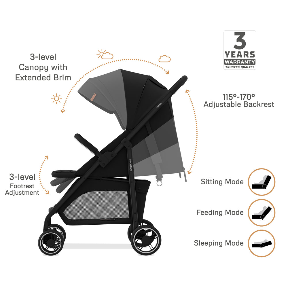 Neobreez VOMX1 Ultra Lightweight Stroller Black