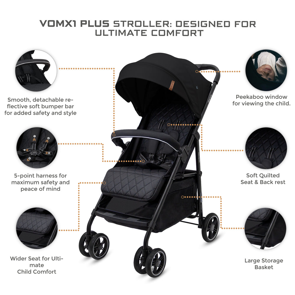 Neobreez VOMX1 PLUS 2 in 1 Travel System Stroller Black