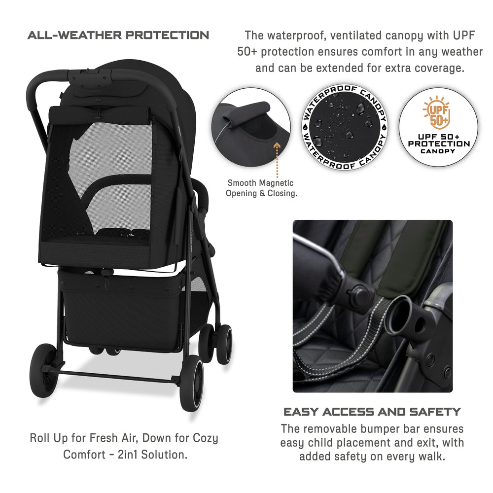 Neobreez VOMX1 PLUS 2 in 1 Travel System Stroller Black
