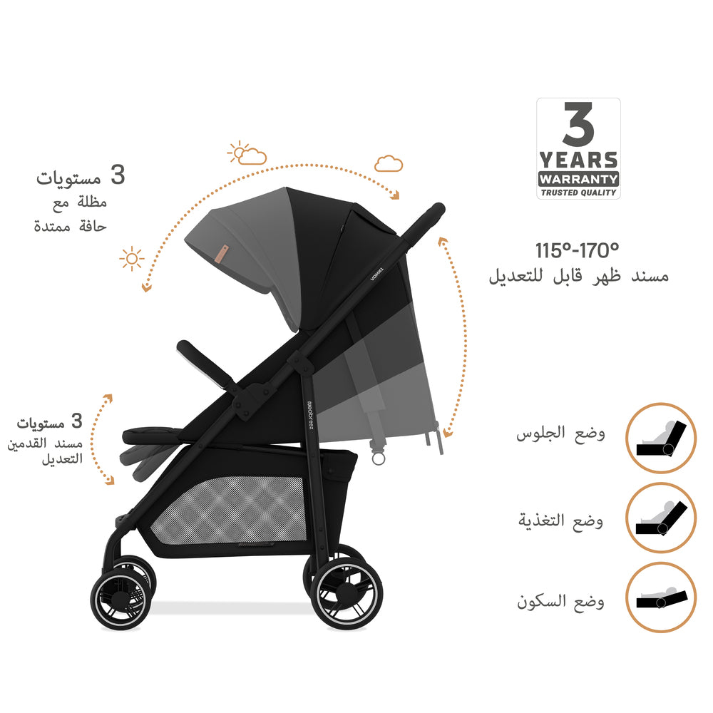 Neobreez VOMX1 PLUS 2 in 1 Travel System Stroller Black