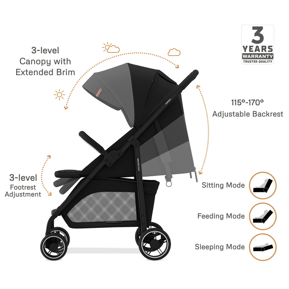 Neobreez VOMX1 PLUS 2 in 1 Travel System Stroller Black