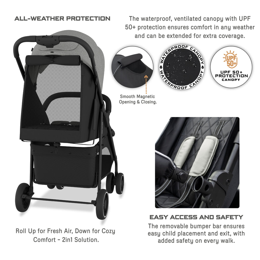 Neobreez VOMX1 Ultra Lightweight Stroller Medium Gray