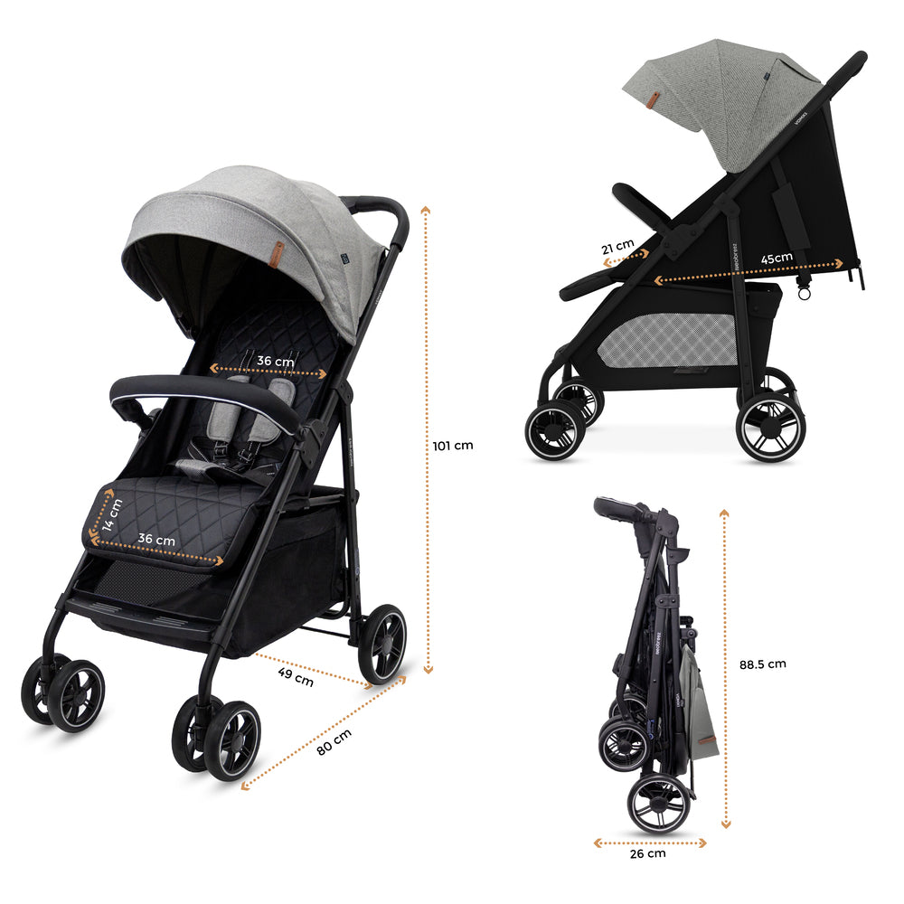 Neobreez VOMX1 Ultra Lightweight Stroller Medium Gray