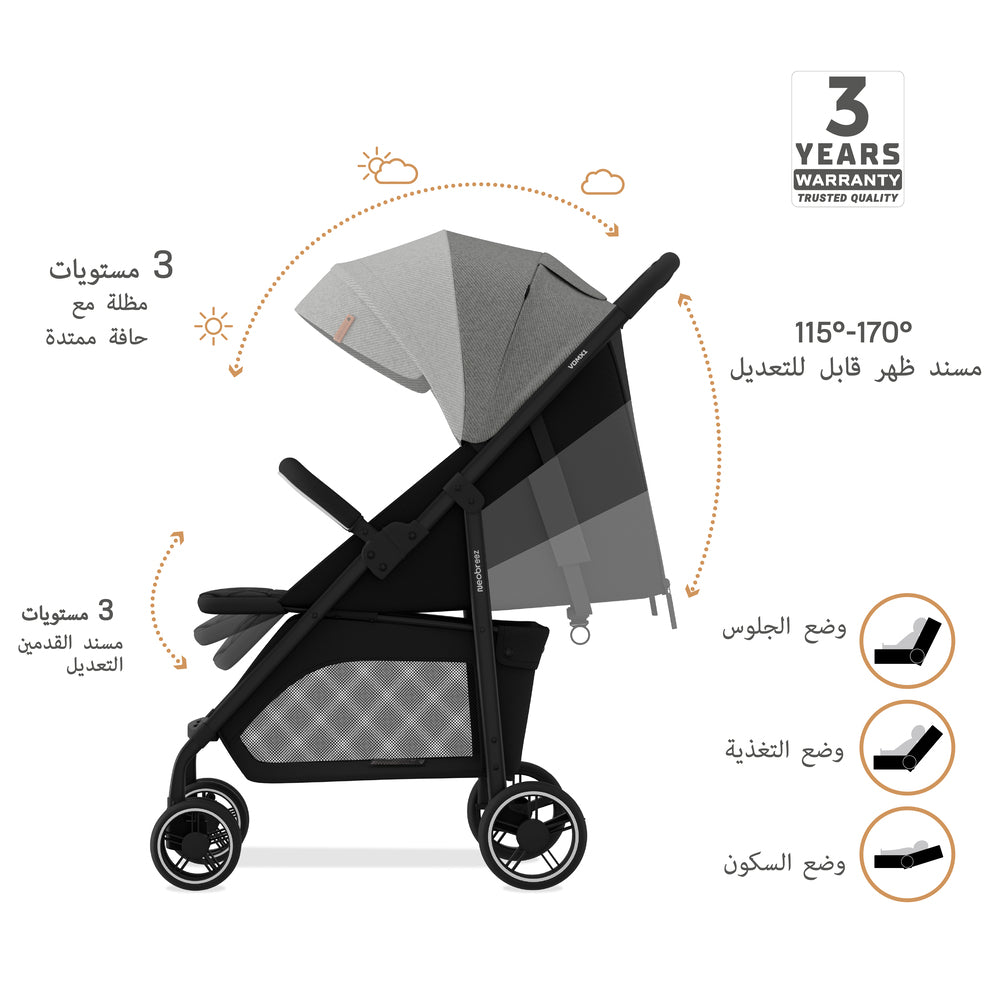 Neobreez VOMX1 Ultra Lightweight Stroller Medium Gray