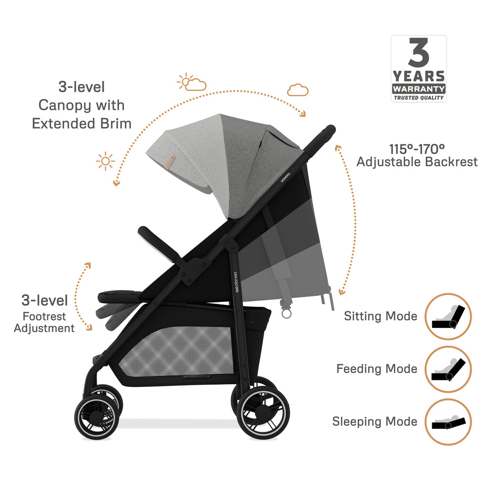 Neobreez VOMX1 Ultra Lightweight Stroller Medium Gray