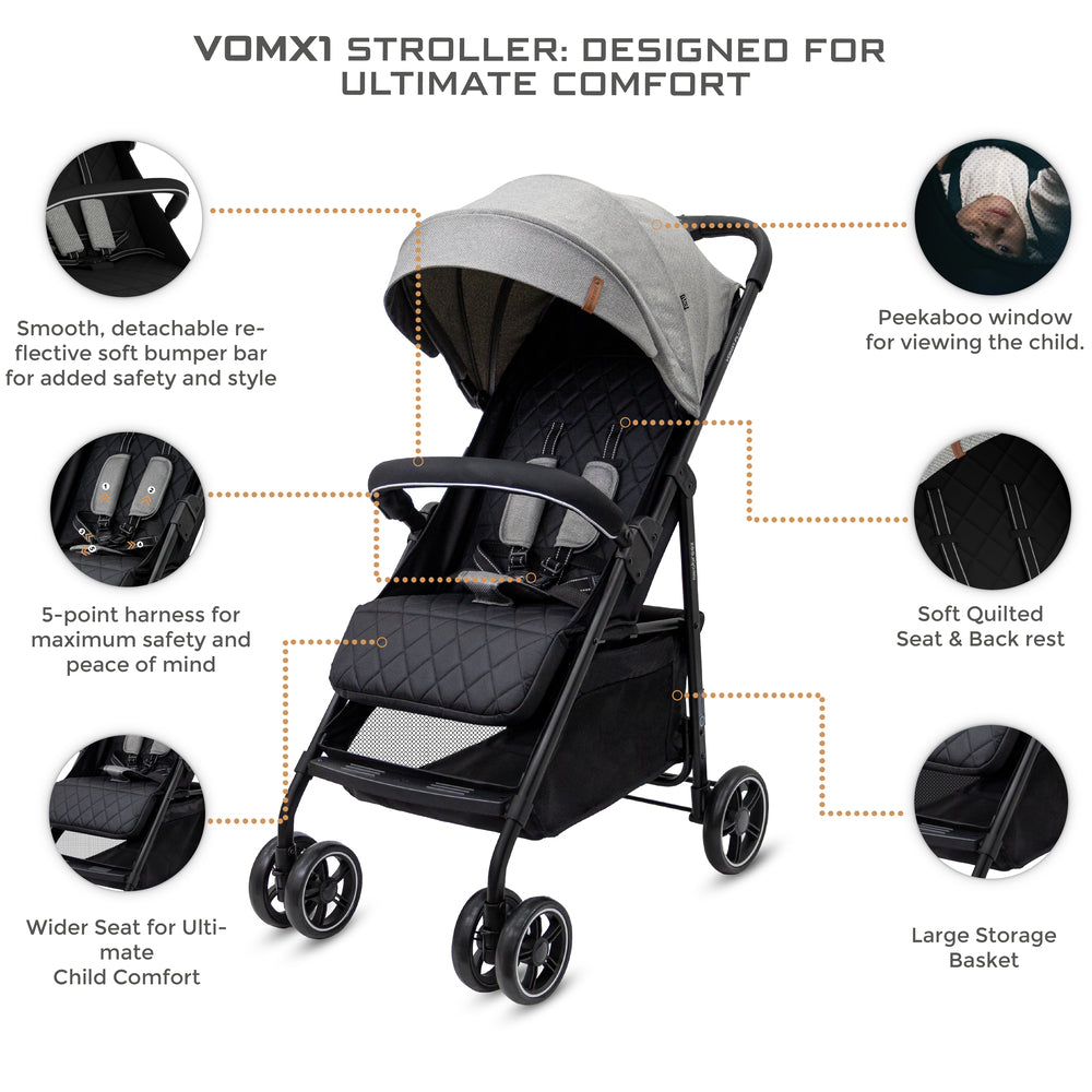 Neobreez VOMX1 Ultra Lightweight Stroller Medium Gray