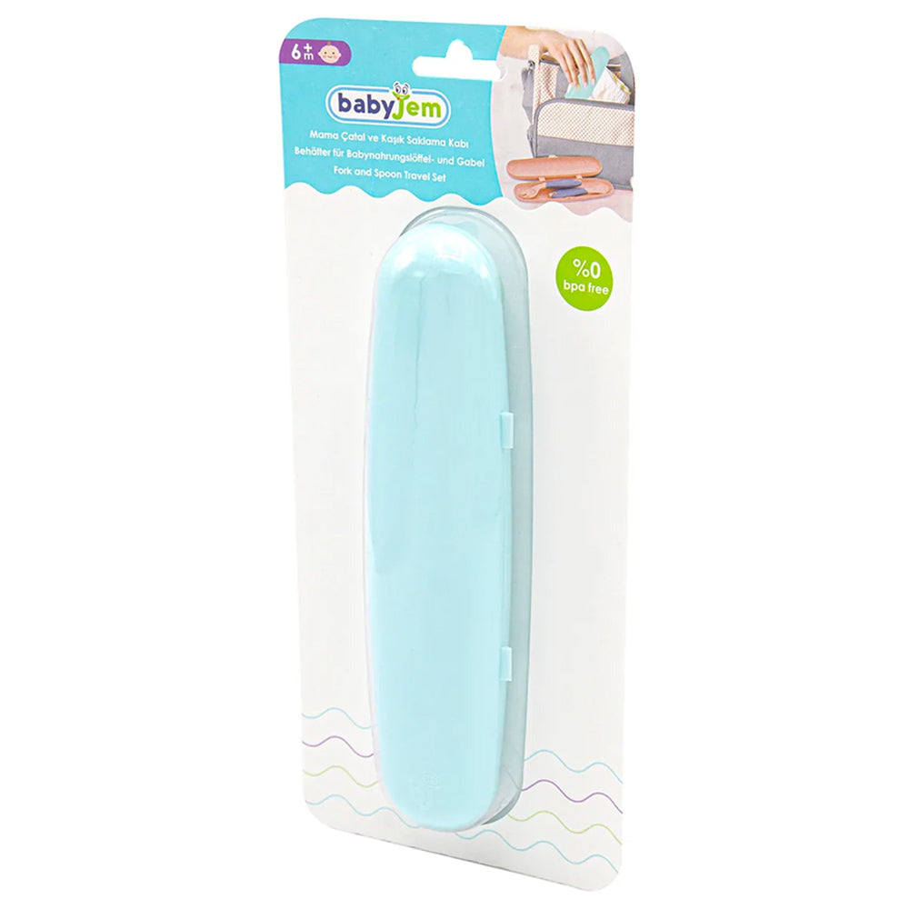Babyjem Plastic Fork & Spoon Travel Case Green 6 Months+