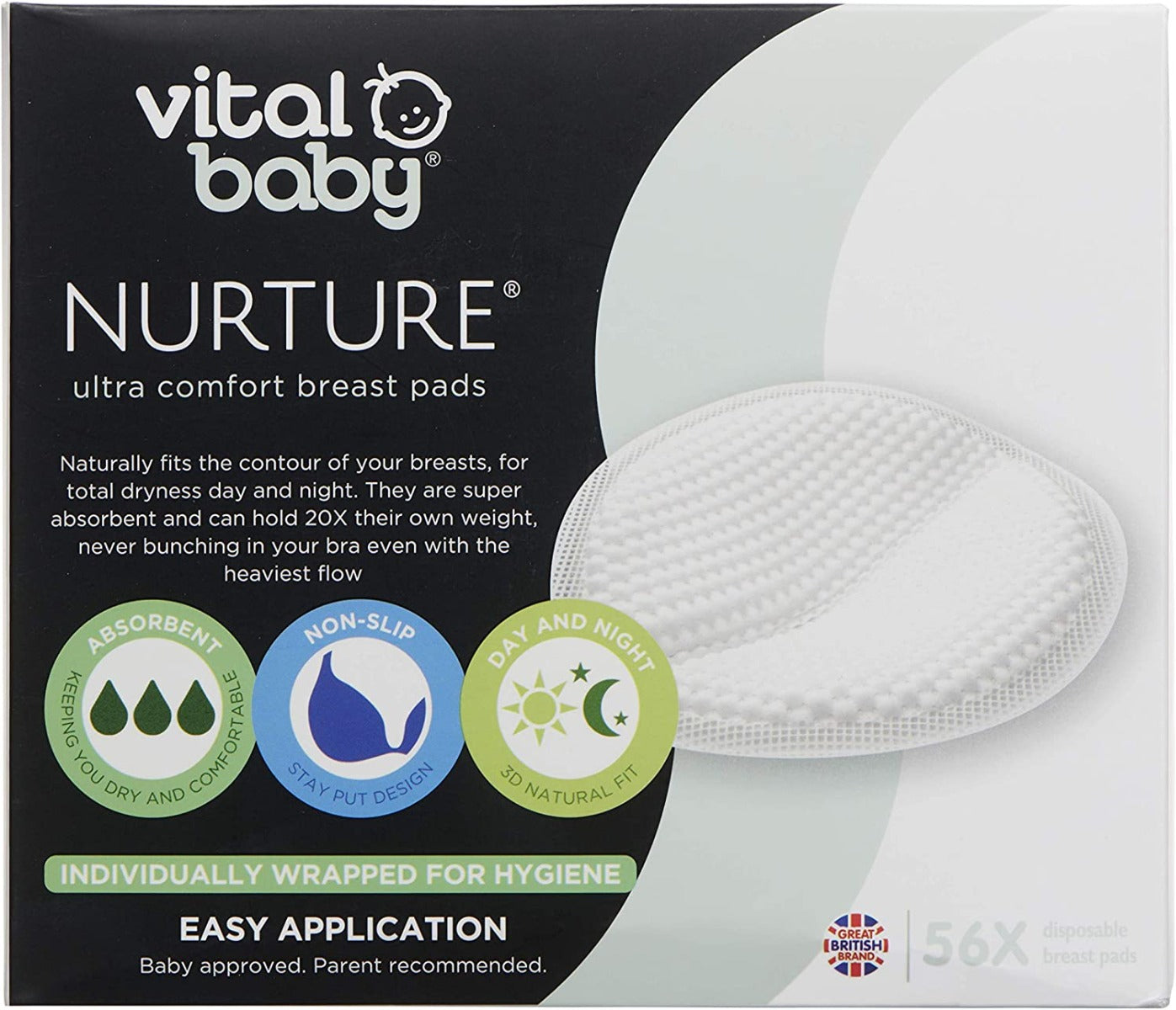 Vital Baby  Nurture Ultra Comfort Disposable Breast Pads 84Pk  Disposable White
