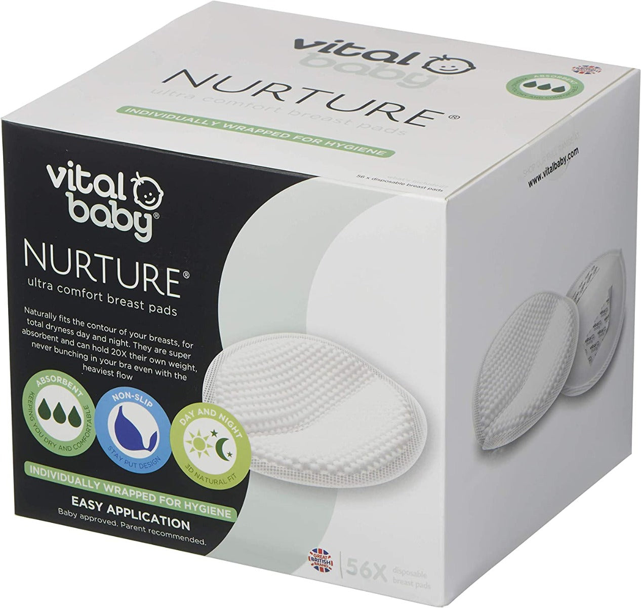 Vital Baby  Nurture Ultra Comfort Disposable Breast Pads 84Pk  Disposable White
