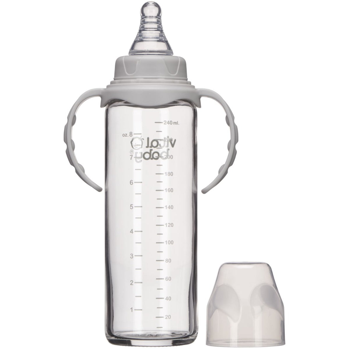 Vital Baby  Nurture Glass Feeding Bottle With Handles 240Ml 0 Months+