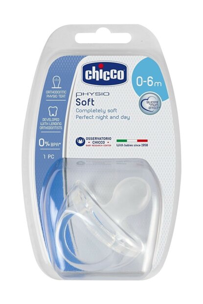 Chicco Baby Physio Soft Silicone Soother - 0-6m - 1Pcs