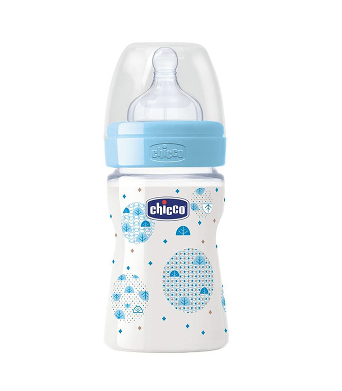Chicco Baby Well Being Feeding Bottle For Boys - 150Ml - Normal Flow - Silicone