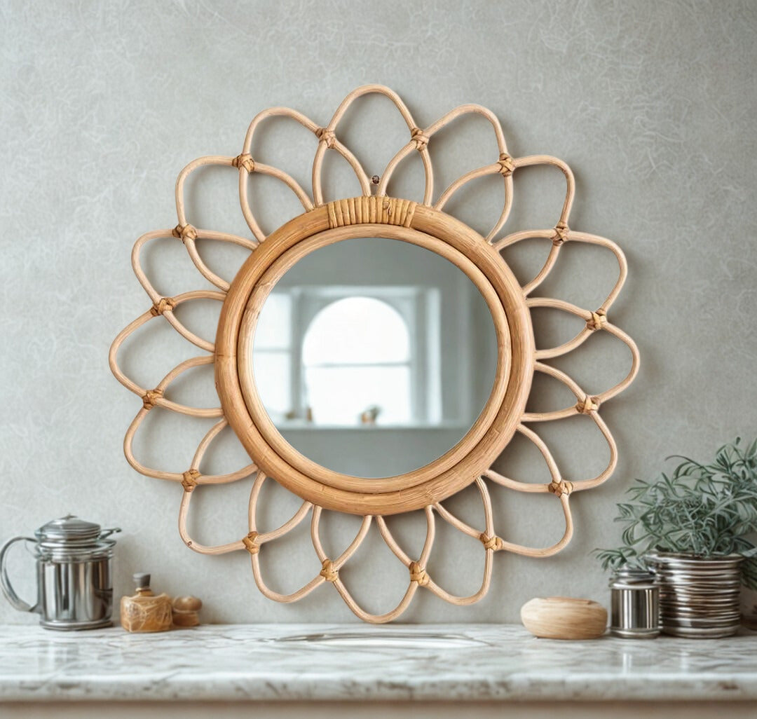 Cuddle Akia Rattan Mirror