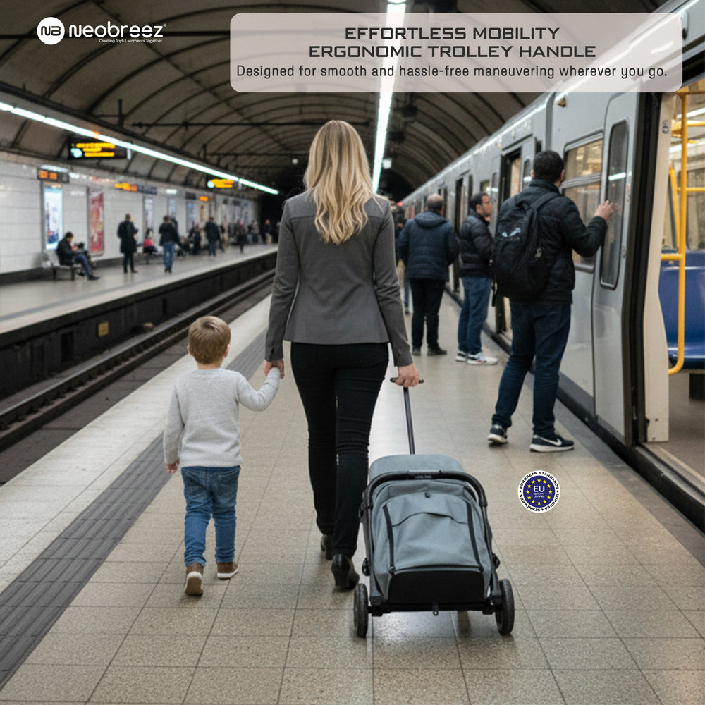 Neobreez Penta Compact Lightweight Travel Stroller with Cup Holder Medium Grey