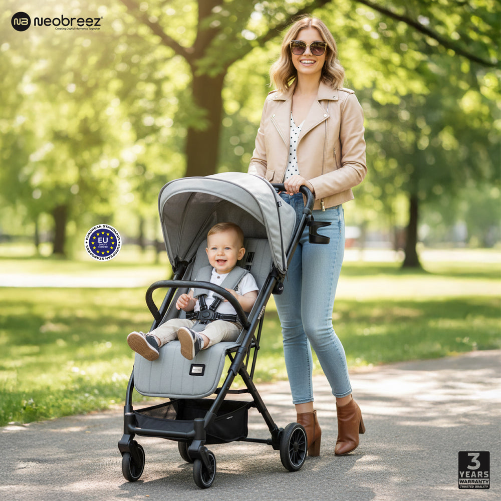 Neobreez Penta Compact Lightweight Travel Stroller with Cup Holder Medium Grey