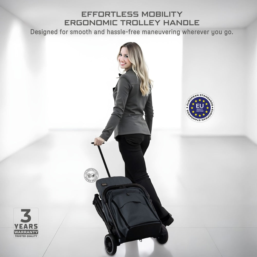 Neobreez Penta Compact Lightweight Travel Stroller with Cup Holder Black