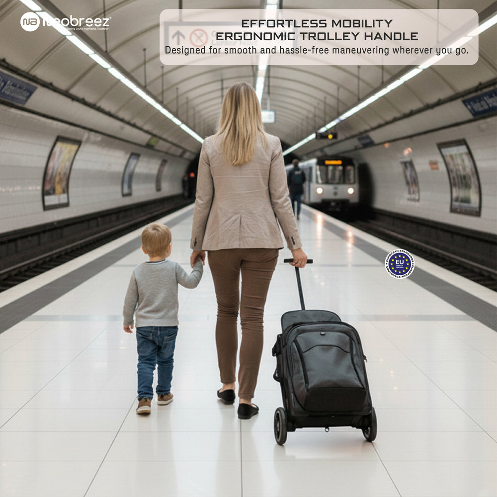 Neobreez Penta Compact Lightweight Travel Stroller with Cup Holder Black