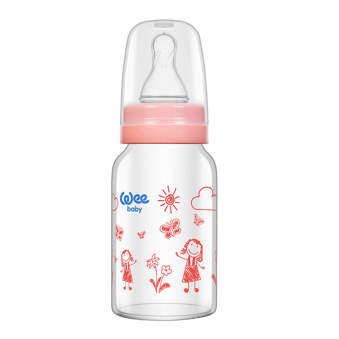 Wee Baby Heat Resistant  Glass Feeding Bottle 120ml (Sold Separately Subject to Availability)
