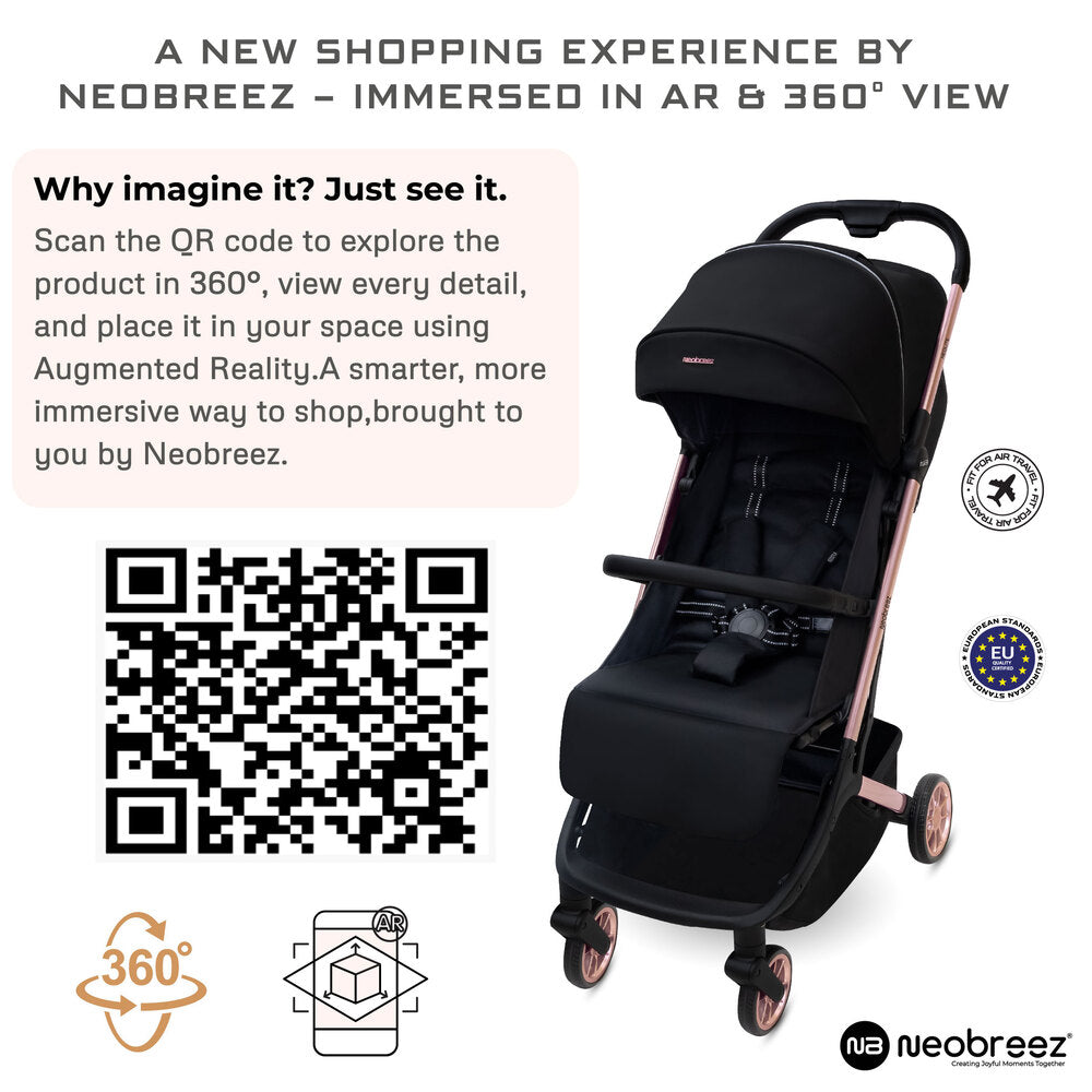 Neobreez Neolite Ultra Lightweight Cabin Size Travel Stroller Black