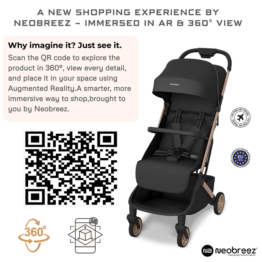 Neobreez Neolite Ultra Lightweight Cabin Size Travel Stroller Black
