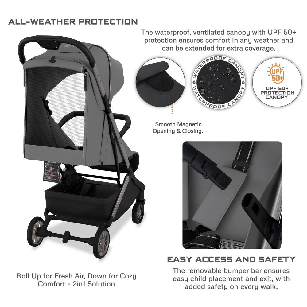Neobreez Neolite Ultra Lightweight Cabin Size Travel Stroller Grey/Black