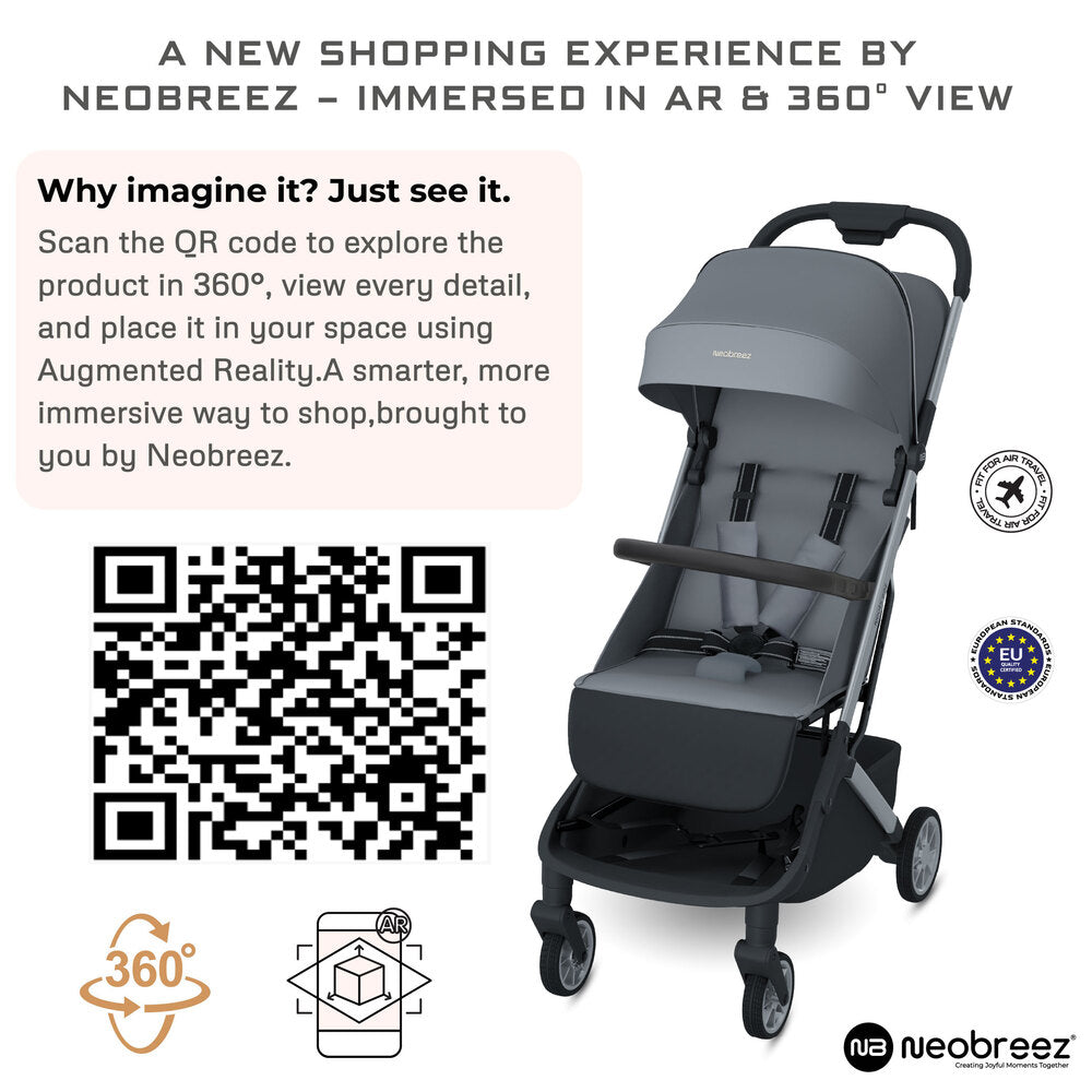 Neobreez Neolite Ultra Lightweight Cabin Size Travel Stroller Grey/Black
