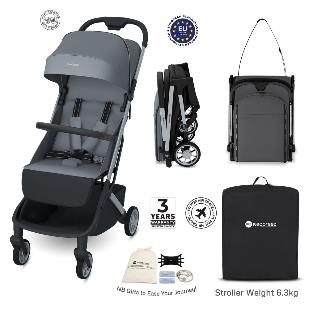 Neobreez Neolite Ultra Lightweight Cabin Size Travel Stroller Grey/Black