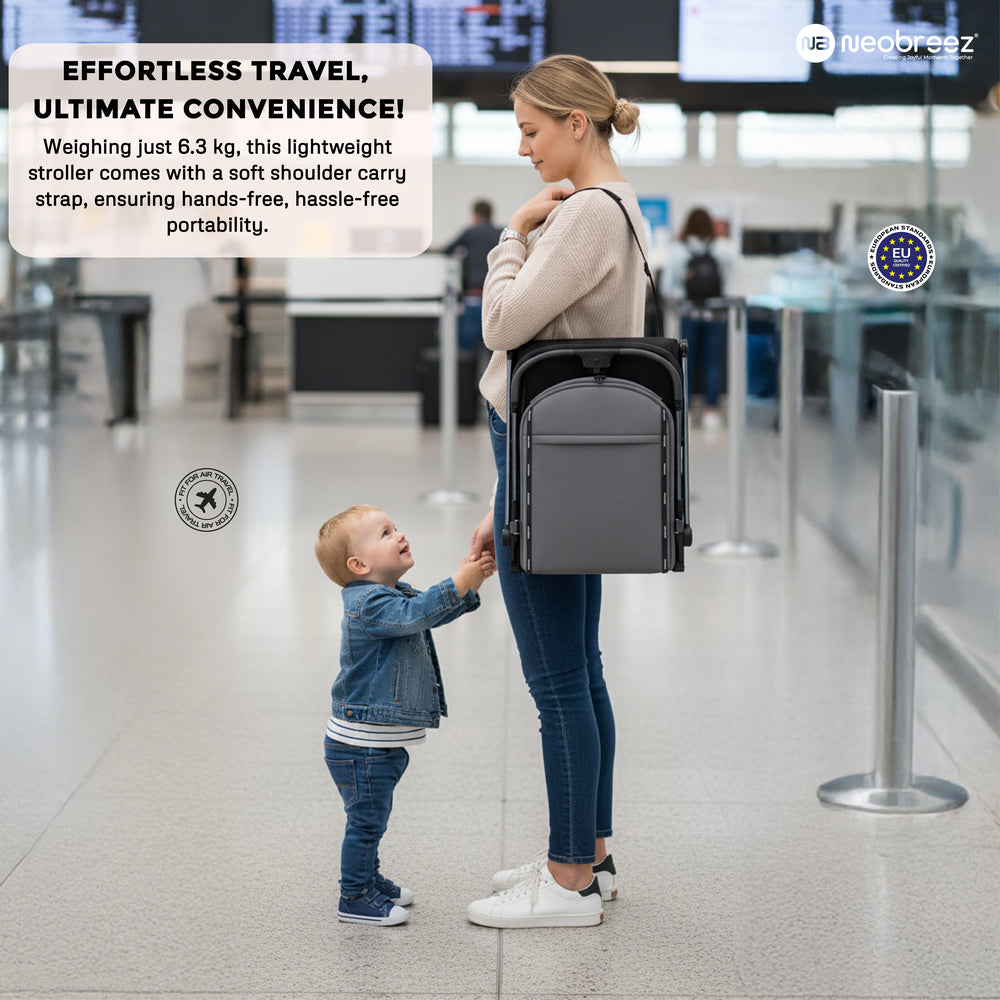 Neobreez Neolite Ultra Lightweight Cabin Size Travel Stroller Grey/Black