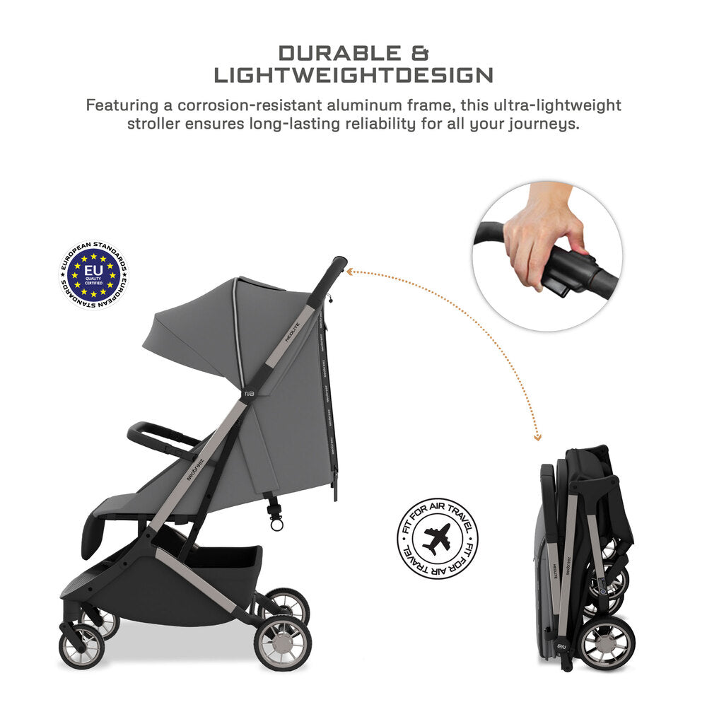 Neobreez Neolite Ultra Lightweight Cabin Size Travel Stroller Grey/Black