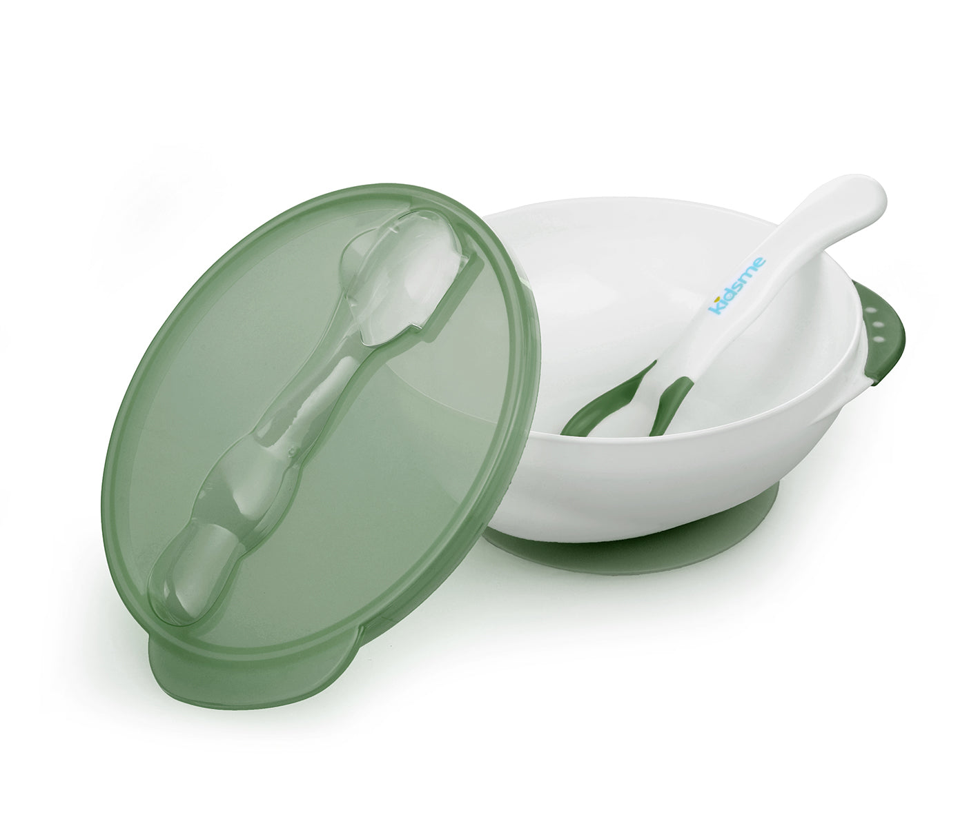 Kidsme Suction Bowl With Ideal Temperature Feeding Spoon Set Grey