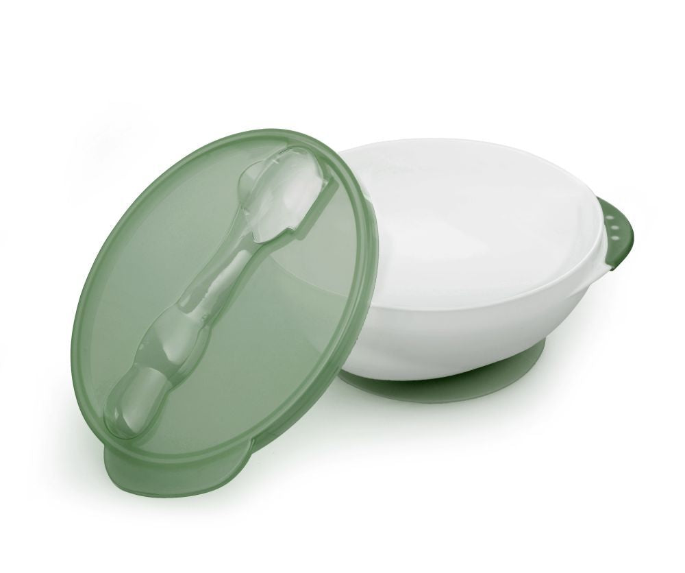 Kidsme Suction Bowl With Ideal Temperature Feeding Spoon Set Grey